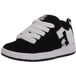 DC Boys' Court Graffik Skate Shoe, Black/White, 12 M US