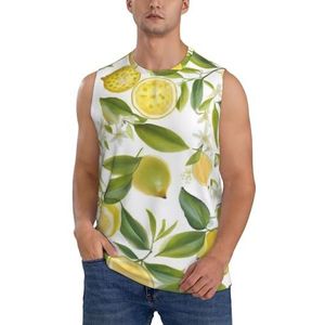 Verse Tropische Citroenen Heren Vesten Bodybuilding Atletische Zomer Workout Tank Top Mouwloos T-Shirt Fitness Tank Running Gym Vest Sneldrogend, 3 D, XXL
