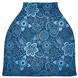 Blauwe Bloem Baby Autostoelhoes Luifel Stretchy Verpleging Covers Ademend Winddicht Winter Sjaal voor Baby Borstvoeding Jongens Meisjes