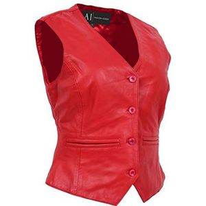 A1 FASHION GOODS Dames zacht lederen vest slim fit vest klassiek gilet zwart bruin rood bruin katy, Rood, 44