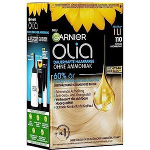 Garnier Olia 110 Cool asblond duurzame haarkleur zonder ammoniak met verzorgende, natuurlijke oliën, volledige dekking van grijs haar, permanente kleuring, 1 stuk