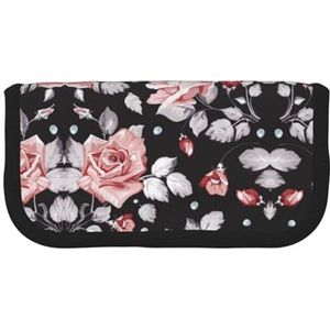 gopoo Roze bloem (2) schattig canvas etui - georganiseerde opslag voor reizen en dagelijks gebruik etui, make-upzakje