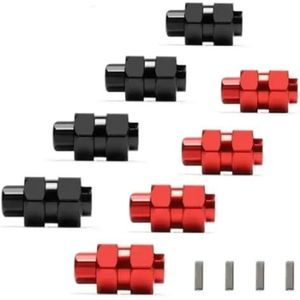 ENRON 4P Gemodificeerde Uitgebreide 7mm Wiel Hex Hub & Pins 8.5MM Dikte Upgrade for RC Volwassenen Crawler 1/24 Axiale SCX24 90081 C10(Red)