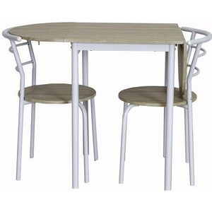 DUPI Set met uittrekbare keukentafel en 2 stoelen Butterfly, afmetingen: 115 x 61 x 74 cm (wit/Cambria)