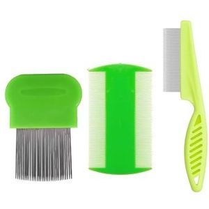 Luizenkam, 3 stuks vlooienkam, metalen en plastic dubbelzijdige nissenkam