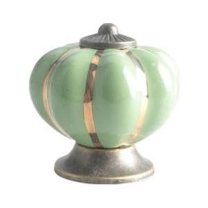 ORAMAI Pompoen keramische handgrepen lade knoppen ronde handgemaakte kasten dressoir handgrepen keramische keukenkast kastdeur trekt (Color : Green 1PC, Size : 40mm)