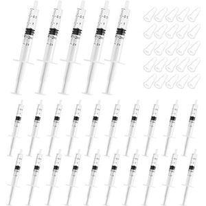 Jrzyhi 25 stuks 2,5 ml plastic tube spuit zonder naald oliedoseerspuit onafhankelijke verzegeling verpakking vloeistofspuit voor lijm, inkt, motorolie, laboratorium, doseerspuit, niet medisch gebruik