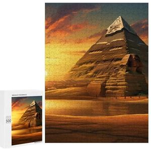 Ancient Egypt Secrets Piramide Sfinx Legpuzzels voor Volwassenen, 500 stuks Houten Puzzels Unieke Puzzel Geschenken 500 Stuks