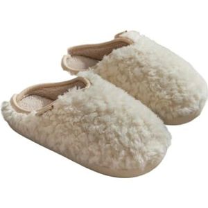 QAUUCP Slippers Vrouwen Thuis Slippers Voor Vrouwen Leuke Pluizige Winter Warm Indoor Slaapkamer Slides Vrouwelijke Harige Schoenen, Beige, 40-41(Suggest 39-40)