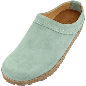 HAFLINGER Malmö elegante clog van leer met rubberen zool en kurk-latex voetbed, munt, 36 EU