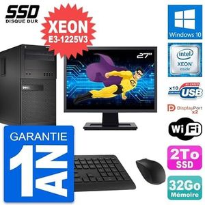 Dell pc-tower XE2, display 27 inch, Intel Xeon E3-1225V3, 32 GB SSD, 2 TB, Windows 10, wifi (gereviseerd)
