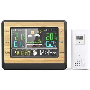 Slim weerstation Temperatuur-vochtigheidsmeter Luchtdruk Maanfaseweergave Weersverwachting Wekker Hygrothermograaf,Nauwkeurig voorspellen