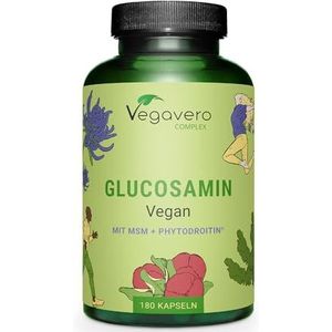 Vegavero Vegan GLUCOSAMINE CHONDROITINE Complex | Met MSM, Phytodroïtine®, duivelsklauw, vitamine C, zink | 180 capsules | Zonder toevoegingen