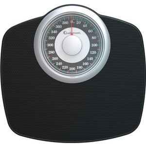 Adamson A25T weegschaal voor lichaamsgewicht - tot 180 kg - 13,5 cm wijzerplaat op 31,5 cm x 25,9 cm platform - antislip rubberen oppervlak - zeer nauwkeurige badkamerweegschaal analoog - duurzaam met