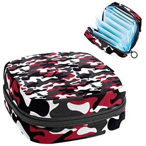 Maandverband Opbergtas,Draagbare Maandverband Opbergzak,Zwart Grijs Rood Wit Camouflage, Meerkleurig, 4.7x6.6x6.6 in/12x17x17 cm