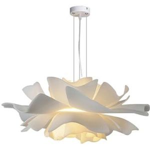 LANGDU Moderne kroonluchter bloemvormige hanglamp met acryl kap, halverwege de eeuw, witte hanglamp for keukeneiland, studeerkamer, woonkamer, bar(Size:60cm)