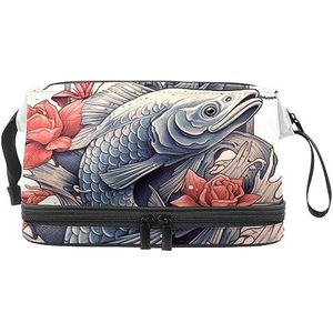 Dubbele Laag Cosmetische Tas Galaxy Planeet Paars Draagbare Make-up Tas Reizen Organizer Pouch voor Vrouwen Meisjes Toiletartikelen Tassen, Multi 2, 27x15x14 cm/10.6x5.9x5.5 in, Make-up zakje