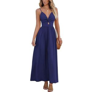 Chiffon baljurken voor dames, mouwloos, bruidsmeisjesjurken voor bruiloft, cocktailjurk, grote maten, Donkerblauw, 32