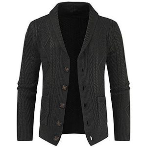 PRJN Cardigan Heren Herfst Winter Lange Mouwen Trui Vest Knopen Gebreide Uitloper Warm Heren V-hals Gebreide Trui Heren Effen Kleur Casual V-hals Lange Mouw Vest Trui A-Zwart, 3XL