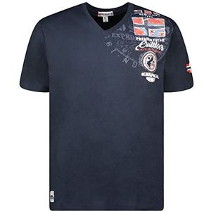 Geographical Norway JOTHAM MEN - Print T-shirt Katoen Materiaal Mouwen Korte Mannen - T Shirt V-Hals Lichtgewicht Top - Kleding Tops Stijl Casual Design Mens Geschikt Perfecte Pasvorm MARINEBLAUW L