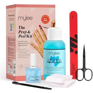 Mylee Prep & Peel Gel Nail Wraps Kit - Pro Tools voor naadloos aanbrengen en verwijderen - Inclusief remover olie, schaar, nagelvijl, nagelriemduwer, voorbereiden en vegen en pluisvrije doekjes