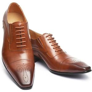 Mannen Lederen Schoenen Business Vierkante Hoofd Lederen Jurk Schoenen Voor Heren Casual Lace Up Enkele Heren Schoenen, Deze Schoen Kan Worn Het hele Jaar Door, Geel 9, 38.5 EU