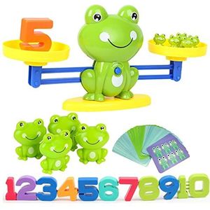 HOWADE Kikker Balance Math Game, Kikker Weegschaal Montessori Educatief Stam Digitaal Tellen Speelgoed voor Kinderen Basic Wiskunde Leren