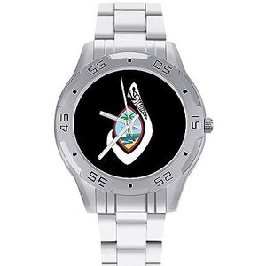Guam Seal met haak heren polshorloge mode sporthorloge zakelijke horloges met roestvrij stalen armband, Stijl, regular