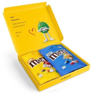 M&M's giftbox met naam of boodschap - Gepersonaliseerd M&M cadeau van chocola met 2 chocolade repen 315 gram
