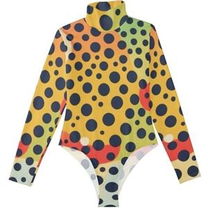 LI ZHI XIN Rompertje met lange mouwen voor dames, eendelige jumpsuit met hoge hals, coltrui, turnpakje, top voor meisjes, dans, workout, fitness, bodysuit met luipaardprint, Meerkleurig, M