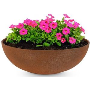 Matches21 Plantenbak voor buiten, grote decoratieve schaal in roest-look, roestbruin, als bloempot, plantenpot, hoge schaal van 30 cm, voor tuin, balkon of begraafplaats als grafsieraad