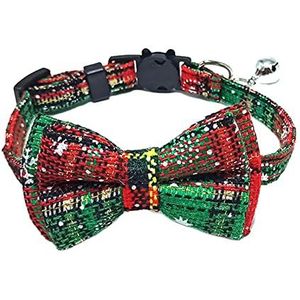 Halsband voor huisdieren Kat kraag strikje en bel leuke plaid kerst rode elastische verstelbare hondenkraag met sjerp kleine bel for katten Reflecterende halsbanden