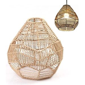 Ruilonghai Lampenkap hanglamp | hanglamp hout | papieren touw rotan boho handgeweven | lampenkap van rieten vlechtwerk voor keukeneiland, slaapkamer, restaurant, eetkamer
