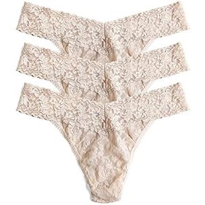 Hanky Panky Women's Signature Lace Original Rise Thongs - One Size - Chai , (Pack of 3)