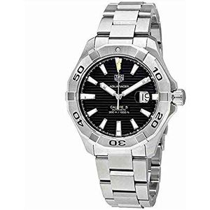 TAG Heuer Heren Staal Armband & Case Automatische Zwarte Wijzerplaat Analoog Horloge WAY2010.BA0927