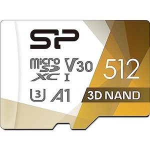 SP Silicon Power Silicon Power 512 GB Superior Pro microSDXC UHS-I (U3), V30 4K A1, snelle microSD-kaart met adapter