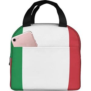 JYQCNSMJYB2 Italië Vlag Print Geïsoleerde Lunch Bag Lichtgewicht, Draagbare Doos Tote Bag Houdt Voedsel Warm/Koud voor Uren