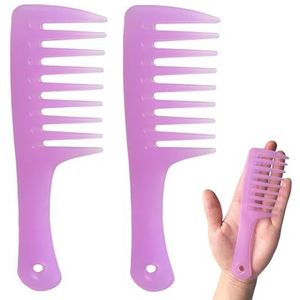 Mini brede tandenkam, kleine reisportemonnee kam haar ontwarrende kam baard kam zak kam voor krullend nat droog haar, ontklitter kam styling kam voor mannen vrouwen handgemaakt van cellulose (paars)