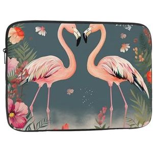 Flamingo's en Bloemen Print Laptop Sleeve Draagbare Laptop Case Mode Laptop Tas Duurzame Aktetas voor Mannen Vrouwen Tas 13 inch