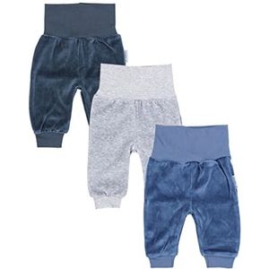TupTam Baby Jongen Broeken Lange Fluweel Sweatbroek Pakje van 3, Grafiet/Gemêleerd Grijs/Jeans, 80
