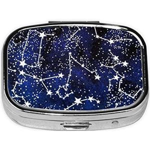 Mini vierkante pillendoos, medicijnorganizer, Glow in the Dark, draagbare EHBO-doos, reispillendoos met 2 vakken, kleine pillendoos voor zak of portemonnee