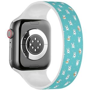 Solo Loop Band Compatibel met All Series Apple Watch 38/40/41mm (White Bunny Carrot) Stretchy Siliconen Band Strap Accessoire, Siliconen, Geen edelsteen
