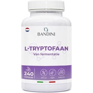 Bandini® L-Tryptofaan 240 Capsules (8 Maanden Bevoorrading), Tryptofaan 500mg - Slaap en Slaap Kwaliteit verbeterend, Ontspannend, Stress Verlichtend Slaapsupplement - 100% Veganistisch