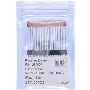 HUABAN UF4007 Ultra Fast Recovery Rectifier Diode 1A 1000V 50-75ns DO-41 (DO-204AL) Axial 1 ampère 1000 Volt