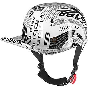 Skull Cap Half Shell Helm, Retro Baseball Cap Style Motorcycle Half Helm Mannen & Vrouwen Open Face Jet Helm voor Scooter Bromfiets Street Cruiser ATV Helm DOT Goedgekeurd Decoration