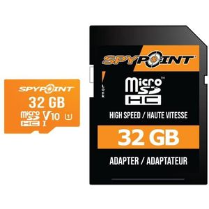 SPYPOINT 32 GB SD-kaart digitaal met Micro SD-adapter Media-opslag voor trailcamera's en gamecamera's ontworpen voor gebruik in het veld in jachtcamera's en trailcams