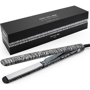Corioliss C3 Stijltang voor vrouwen, titanium platen en krullen voor fijn haar, professioneel ijzer met temperatuurregeling (Zebra Silver Soft Touch)