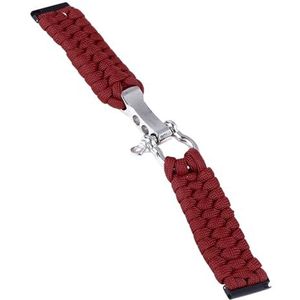 Gevlochten Horlogeband, Ademend Nylon Gevlochten Lus Horlogeband, Stijlvolle Legering Gespsluiting, 24 Mm, Perfect Compatibel voor Smartwatch (Wijn rood)