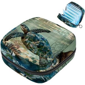 MUOOUM Onderwater zeeschildpad maandverband opbergtas menstruatie pad tas draagbare menstruatie cup zakje met rits voor tiener meisjes vrouwen dames