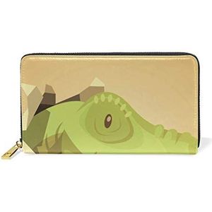 Art groene dinosaurus portemonnee voor vrouwen lederen rits telefoon portemonnee